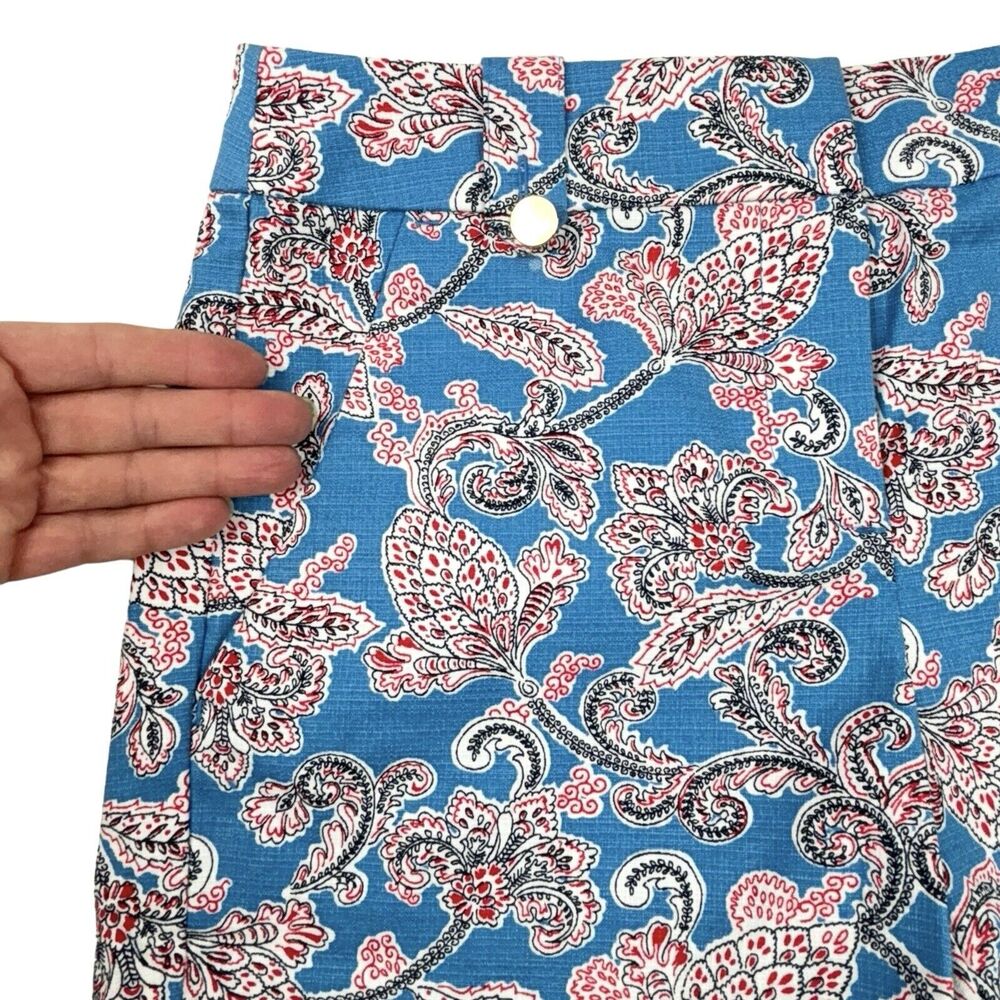 NWT Ann Taylor LOFT Paisley Riviera Shorts with 4 Inch Inseam Sz 0 Blue Cotton - Picture 3 of 11